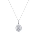 9ct White Gold 0.25ct Diamond Oval Cluster Pendant
